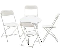 BTEXPERT Lot de 5 chaises rondes en plastique légères pour adultes, 61 cm, pour jeux de société, fêtes, maison, intérieur et extérieur, blanc granit