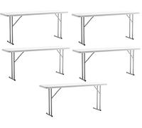 BTEXPERT Lot de 5 tables de séminaire pliantes en plastique granit de 1,8 m de long et 2,8 m de long, tables de séminaire portables de 45,7 cm de large, 73,7 cm de haut, pour événements intérieurs et