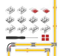 BTF-LIGHTING 10pcs 2pin 10mm Transparent Connecteur Kit Bande à Bande Connecteur Bande à Fil Connecteur en T avec Clips Fixes pour FCOB SMD Bandes LED Monocouleur Connexion Sans Soudure