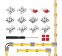 BTF-LIGHTING 10pcs 2pin 8mm Transparent Connecteur Kit Bande à Bande Connecteur Bande à Fil Connecteur en T avec Clips Fixes pour FCOB SMD Bandes LED Monocouleur Connexion Sans Soudure
