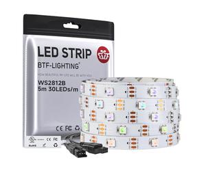 BTF-LIGHTING 16,4 ft 5 m WS2812b 30LED/pixels/m individuellement adressable Sommeil en couleur Bande LED non étanche DC5V
