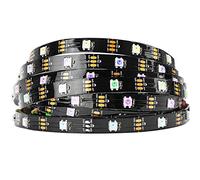 BTF-LIGHTING 16,4 ft 5 m WS2812b 30LEDs/pixels/m Flexible Noir PCB adressable bande LED Sommeil couleur non étanche DC5V