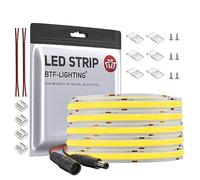 BTF-LIGHTING Bande LED FCOB COB Flexible Haute Densité Lumière Uniforme 14W/m 10M 528LED/m DC24V Blanc Chaud 3000K CRI 90+10mm Largeur Ruban LED pour Décoration (Pas d'Adaptateur ou de Contrôleur)