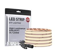 BTF-LIGHTING Bande LED FCOB COB Super Lumineux à Haut Luminosité 2700K Blanc Chaud 1957LM/M 24V 5M 480LEDs/m CRI90+ Largeur 10mm Dimmable Flexible pour Cuisine Placard Chambre(Bande seulement)