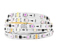 BTF-LIGHTING Bande LED WS2811 IC=RGB IC adressable Dream Color 5M 30LEDs/m 10Pixel/m 150LED 50pixel Non-étanche Ruban LED PCB blanc Flexible DC12V Effet de poursuite pour la décoration de la maison