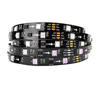 BTF-LIGHTING Bande LED WS2811 IC=RGB IC adressable Dream Color 5M 30LEDs/m 10Pixels/m 150LEDs 50pixels Non-étanche Ruban LED PCB noir Flexible DC12V Effet de poursuite pour la décoration de la maison