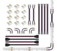 BTF-LIGHTING FCOB 5 broches 12 mm Connecteur en L - Double extrémité plaque à plaque/câble, 15 cm, câbles 24 AWG, connecteur JST SM, pour connecter des bandes LED RGBW FCOB 5 broches