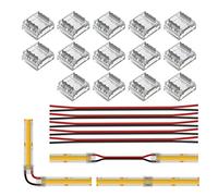 BTF-LIGHTING FCOB COB 10mm Connecteur Kit 14pcs Connecteur Transparent 5pcs 15cm Long 20AWG Fils d'Extension pour Fil sans Soudure, FCOB Corner Connection Strip
