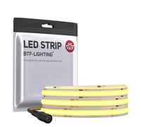 BTF-LIGHTING FCOB COB Bande LED flexible haute densité uniforme 14W/m 1m 528LED DC24V Blanc naturel 4000K CRI 90 + 10mm de largeur à intensité variable pour intérieur (sans adaptateur ni contrôleur)