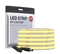 BTF-LIGHTING FCOB COB Bande LED flexible haute densité uniforme 14W/m 5m 528LED/m DC24V Blanc chaud 3000K CRI 90 + 10mm de largeur à intensité variable pour intérieur (sans adaptateur ni contrôleur)