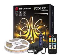BTF-LIGHTING FCOB COB FOB CCT 24V Kit Flexible Haute Densité 640LEDs/m 5M RF Dimmable Controller Tunable CT 3000K-6000K CRI>90 bandes LED pour cuisine de chambre avec adaptateur secteur 70W