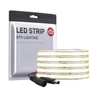 BTF-LIGHTING FCOB COB IP65 Bande LED à lumière uniforme haute densité 14W/m 5M DC24V Blanc Naturel 4000K 2400LED CRI 90+ 8mm de largeur ruban LED pour la décoration (sans adaptateur ni contrôleur)