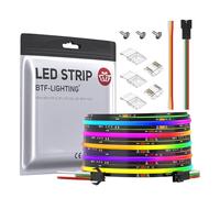 BTF-LIGHTING FCOB COB Ruabn LED WS2811 IC RGB 5M 630LEDs/m IP30 24V 10mm | Bande LED 5m Adressable Parcours Lumineux Flexible Haute Densité LED pour chambre, cuisine, rétroéclairage TV. Bande seule.