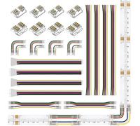 BTF-LIGHTING FCOB RGBCCT 6 Pin 12 mm Kit de connecteurs pour bande LED en L - Ensemble complet avec double extrémité, Carte-à-Carte/Fil, Câbles 15cm 24AWG, Fiche JST SM, Installation sans Espace