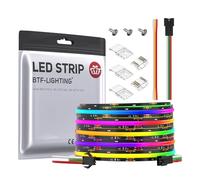 BTF-LIGHTING FCOB SPI RGB Bande LED flexible haute densité COB WS2811 IC Bande LED 5 m 720 LEDs/m 21 W/M DC12 V Noir PCB IP30 Couleur de poursuite (sans pilote et alimentation)