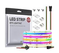 BTF-LIGHTING FCOB SPI RGBNW=RGB+Blanc chaud(3000K) Bande LED Flexible Haute Densité COB WS2814 IC Ruban LED RGBW 5M 784LED/m 21W/M DC24V Blanc PCB IP30 Chasing Couleur(Sans Contrôleur et Alimentation)