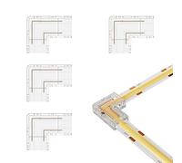 BTF-LIGHTING Kit 4 connecteurs L-Shaped gapless pour ruban LED FCOB COB 8mm | 8mm transparent à 2 broches COB LED Connecteur adapté aux connexions sans soudure et les extensions de bornes