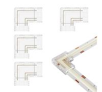 BTF-LIGHTING Kit 4 connecteurs L-Shaped gapless pour ruban LED FCOB COB RGB | 10mm transparent à 3 broches COB LED Connecteur adapté aux connexions sans soudure et les extensions de bornes