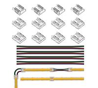 BTF-LIGHTING Kit de connecteurs Transparent FCOB COB 3PIN CCT 4PIN RGB 10mm | Connecteur angulaire 8pcs Connecteur sans soudure 4pcs Câble d'extension 22AWG 15cm de long pour COB 3PIN CCT 4PIN RGB