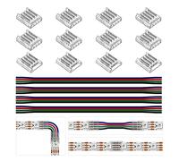 BTF-LIGHTING Kit de connecteurs transparents 10mm de large 8pcs connecteur angulaire 4pcs connecteur sans soudure Gapless 22AWG câbles d'extension 15cm de long SMD 4pin LED support de bande