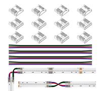 BTF-LIGHTING Kit de connecteurs transparents Largeur 12mm Connecteur angulaire 12pcs Seamless Gapless 4pcs Câble d'extension 22AWG Long 15cm Support 5PIN COB RGBW bande LED