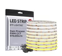 BTF-LIGHTING Ruban LED FCOB COB CCT Technologie Dam & Fill 24V 10m 576LED/m | Sans points Flexible CRI90+ Réglable 2700K-6500K Haute densité Bande LED pour cuisine chambre sous meuble (bande seule)
