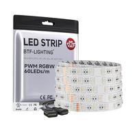 BTF-LIGHTING Ruban LED RGBW 5M 60LEDs/m 2700K-3000K 24V IP30 PCB Blanc | Bande LED 5M SMD5050 4 en 1 RGB+blanc chaud pour rétroéclairage TV, cuisine et chambre. Sans contrôleur ni alimentation.