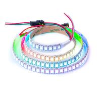 BTF-LIGHTING Ruban LED WS2812B RVB 5050 1M 144LED/m 5V Fils en alliage ECO | Bande LED 1M 144 Pixels PCB Blanc adressable individuellement 12mm IP30 pour Cuisine Chambre TV projet DIY(Bande uniquement)