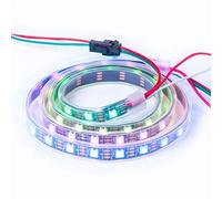 BTF-LIGHTING Ruban LED WS2812B RVB 5050 1M 60LED/m 5V Fils en alliage ECO | Bande LED 1M 60 Pixels PCB Noir adressable individuellement 10mm IP67 pour Cuisine Chambre TV projet DIY (Bande uniquement)