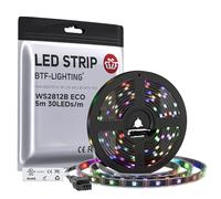 BTF-LIGHTING Ruban LED WS2812B RVB 5050 5M 30LED/m 5V Fils en alliage ECO | Bande LED 5M 150 Pixels PCB Noir adressable individuellement 12mm IP67 pour Cuisine Chambre TV projet DIY (Bande uniquement)
