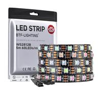 BTF-LIGHTING Ruban LED WS2812B RVB 5050SMD Flexible 5M 60LED/m 5V puce or | Bande LED 5M 300 Pixels PCB Noir adressable individuellement 10mm IP30 pour Cuisine Chambre TV projet DIY (Bande uniquement)