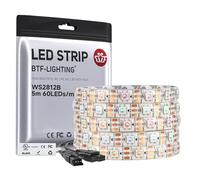 BTF-LIGHTING Ruban LED WS2812B RVB 5050SMD Flexible 5M 60LED/m 5V puce or | Bande LED 5M 300 Pixels PCB Blanc adressable individuellement 10mm IP65 pour Cuisine Chambre TV projet DIY (Bande uniquement)