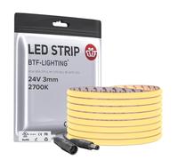 BTF-LIGHTING Ultra-Fin 3mm FCOB COB Bande LED Certifié CE 2700K Blanc Chaud 5M 24V 400LEDs/m CRI>90 Lumière Uniforme Ruban LED Pour Éclairage de Cuisine Sous Meuble, Chambre, Dressing, Étagèree