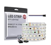 BTF-LIGHTING WS2805 RGBCCT IC Bande LED 5050SMD adressable à double signal Bande LED 5M 84LEDs/M DC24V Flexible Chasing Light Dream Color PCB Blanc IP30 pour la Décoration DIY (Bande Seulement)