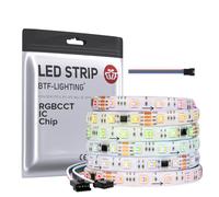 BTF-LIGHTING WS2805 SPI RGBCCT Bande LED directionnable Couleurs de rêve DC24 V 5 m 60 LEDs/m RVB + Blanc chaud + Blanc froid Blanc PCB Effet poursuite Ruban LED IP65 étanche (montre uniquement)