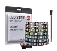 BTF-LIGHTING WS2811 DC24V 32FT RVB Adressable Bande de Pixels 600 LEDs 100 Pixels Couleur Rêve Noir PCB IP30 Non imperméable Fonctionne avec Arduino/Raspberry/etc. Empêchez les chutes de tension
