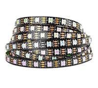 BTF-LIGHTING WS2812B 5m 60leds/pixels/m flexible individuellement adressable bande couleur rêve non-étanche DC5V PCB LED noir