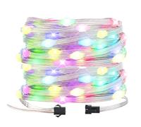 BTF-LIGHTING WS2812B RGB IC Transparente Guirlande Lumineuse Adressable individuellement Couleur Changeante 10M/32.8FT 100LEDs DC5V Fil PVC IP65 étanche pour Décoration de Chambre à Coucher Noël Fête