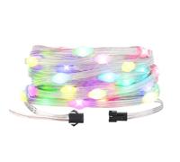 BTF-LIGHTING WS2812B RGB IC Transparente Guirlande Lumineuse Adressable individuellement Couleur Changeante 5M/16.4FT 50LEDs DC12V Fil PVC IP65 étanche pour Décoration de Chambre à Coucher Noël Fête