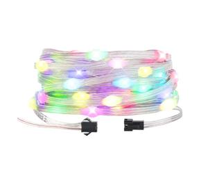 BTF-LIGHTING WS2812B RGB IC Transparente Guirlande Lumineuse Adressable individuellement Couleur Changeante 5M/16.4FT 50LEDs DC12V Fil PVC IP65 étanche pour Décoration de Chambre à Coucher Noël Fête