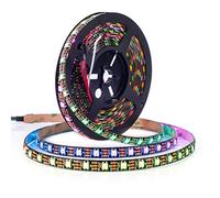 BTF-LIGHTING WS2812E Fils en alliage ECO RGB 5050SMD adressable individuel 5m 60Pixels/m 300Pixels PCB noir flexible Bande de pixels LED couleur de rêve IP65 Projets de bricolage étanches DC5V