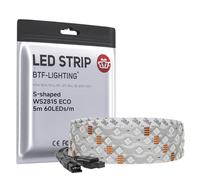 BTF-LIGHTING WS2815 Bande LED Zig Zag en Forme de S 3m 60LEDs/m RGB adressables individuellement Double signal ruban flexible 12V IP30 pour décoration intérieure, signalétique & maquettes (ruban seul)