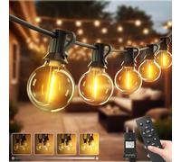 btfarm 10M Guirlande Lumineuse Exterieure Avec Télécommande, Blanc Chaud | Dimmable & Minuterie, Etanche Guirlande Guinguette Electrique, 3 Modes G40 LED Ampoule pour Jardin Terrasse Balcon Pergola
