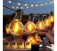 btfarm 20M Guirlande Lumineuse Exterieure Avec Télécommande, Blanc Chaud | Dimmable & Minuterie, Etanche Guirlande Guinguette Electrique, 3 Modes G40 LED Ampoule pour Jardin Terrasse Balcon Pergola