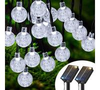btfarm Lot de 2 Guirlande Solaire Exterieur, 10M 30LED Guirlande Lumineuse Exterieure Solaire IP65 Étanche, 8 Modes Décoration pour Jardin Terrasse Guinguette Cour Noël Mariage Fête, Blanc Froid
