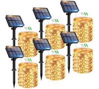 btfarm Lot de 6 Guirlande Solaire Exterieur, 15+2m 150LED Guirlande Lumineuse Exterieure Étanche 8 Modes, Décoration pour Jardin Terrasse Cour Maison Noël Mariage Fête