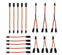 BTFO 10pcs Câble d'Extension Servo & 6pcs Séparateur Y, 8cm 17cm Filasse Y 12cm 16,8cm Câble d'Extension Mâle-Femelle 3 Broches pour Voiture RC Drone Compatible avec JR Futaba Spektrum