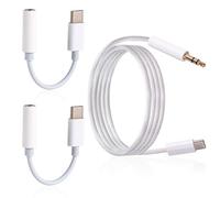 BTFO 2pcs Adaptateur Audio USB C vers 3,5mm avec Câble Aux 90cm, Câble Type C vers Aux Adaptateur Casque Hi-FI pour Autoradio Compatible avec iPhone 17/16/15 Samsung S25/S24/S23 iPad MacBook Pixel