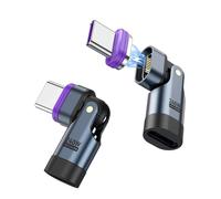 BTFO 2pcs Adaptateurs Magnétiques USB-C PD 240 W 16 Broches, Adaptateur Magnétique USB-C à Angle Droit 90° Compatible avec iPhone MacBook iPad Samsung Galaxy Google Pixel et Appareils Type-C