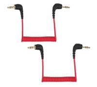 BTFO 2pcs Câbles de Microphone 3,5mm, Câble Audio pour Appareil Photo Câble de Raccordement Double Spiralé TRS 3,5mm Compatible avec DJI Mic 2 et Rode Microphone Wireless Pro (Rouge)